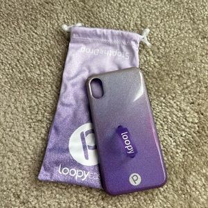 Great Condition IPhone XS Purple Ombré Glitter Loopy Case